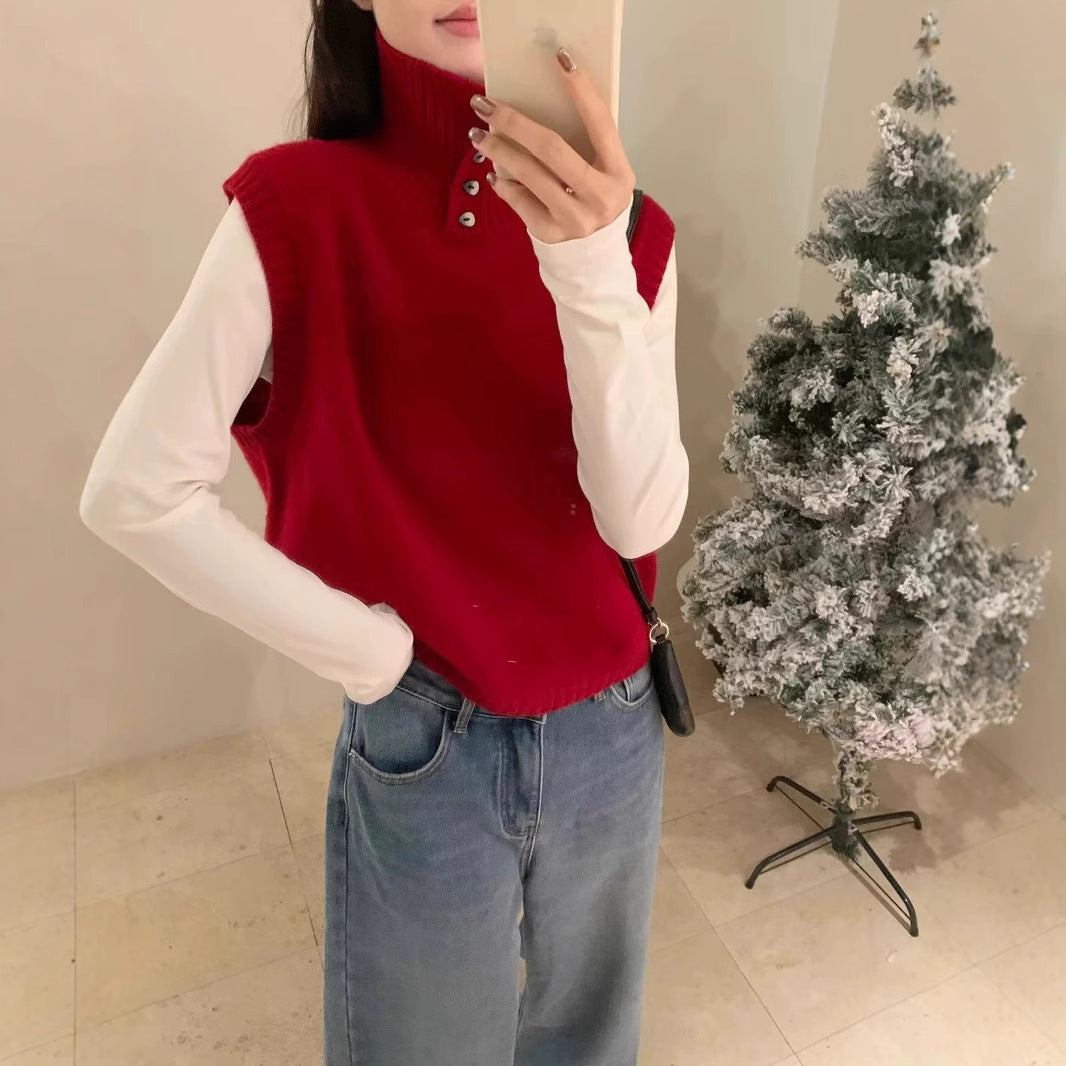 Vielseitige, ärmellose Strickweste aus kunstvollem Netzgewebe