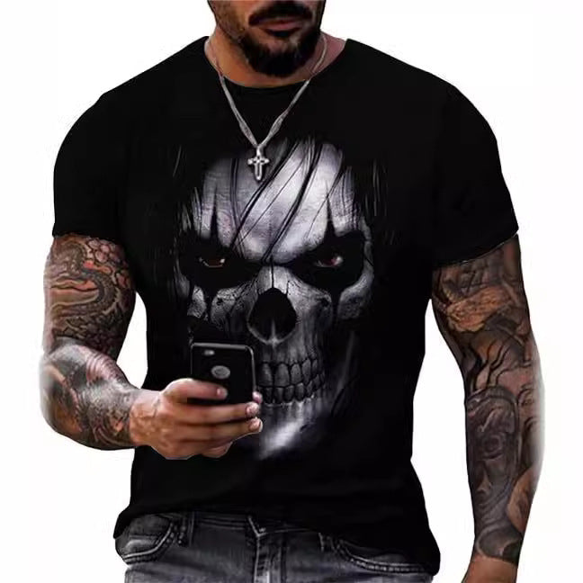 Bedrucktes Herren-T-Shirt mit Totenkopfmotiv, Kurzarm, Rundhalsausschnitt – Bestseller