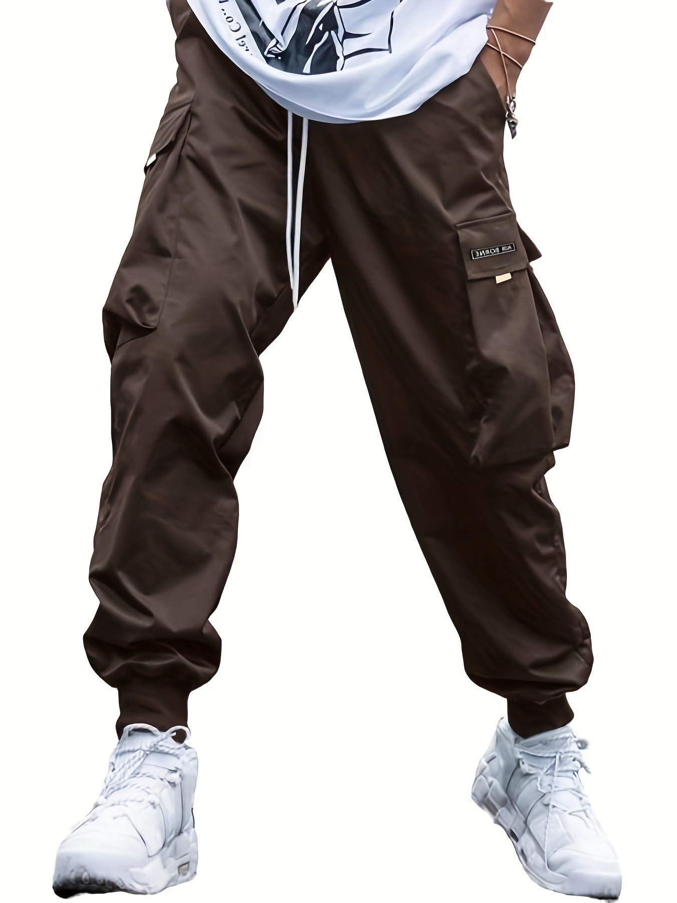 Cargohose mit mehreren Taschen, Herren-Freizeithose mit Kordelzug im Hip-Hop-Stil, Outdoor-Streetwear-Sporthose