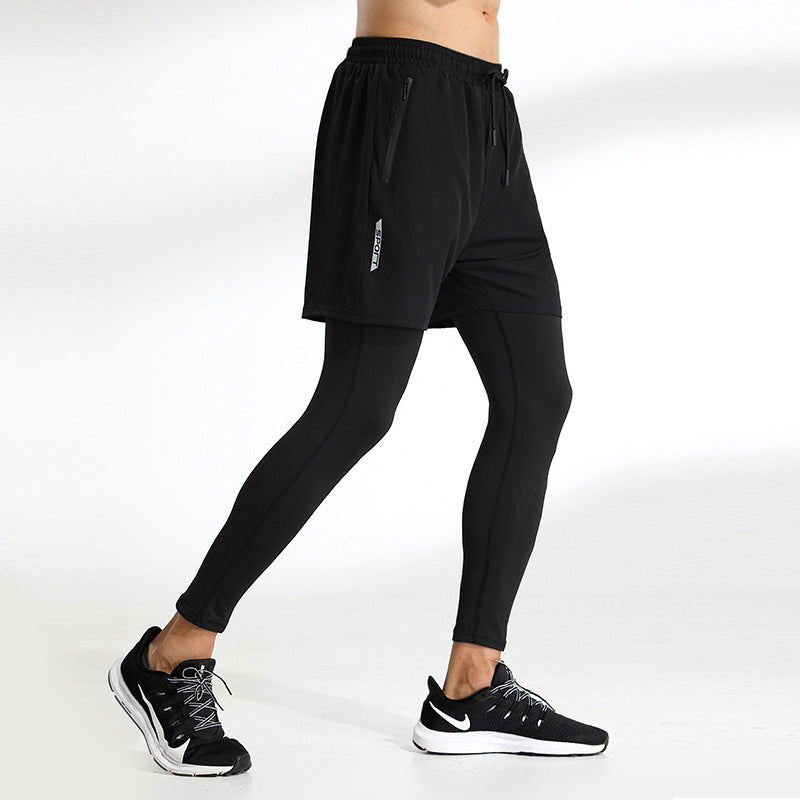 Herren Kompressions-Sportleggings mit Polster – Schwarz/Grau (S–3XL)