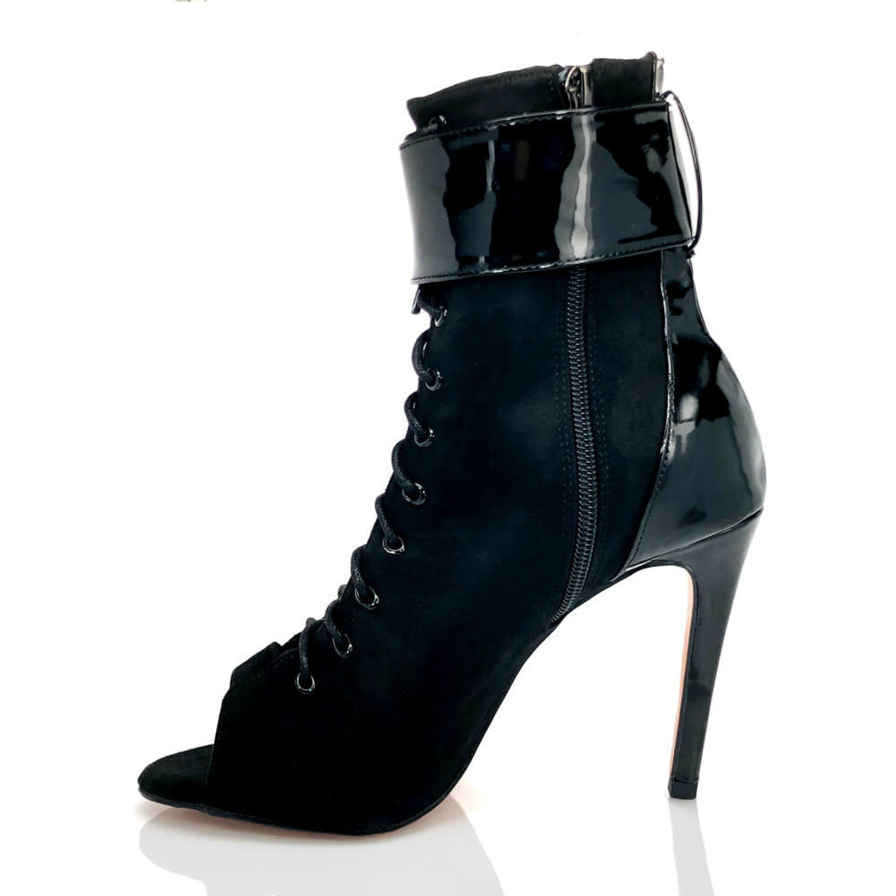 Stylische Damen High Top Boots – Lace‑up, High Heel, Open Toe