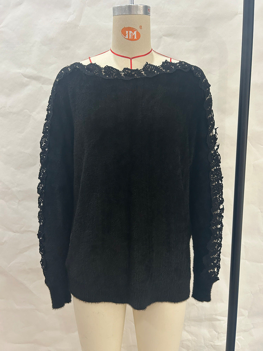 Eleganter Lochstrick-Pullover aus Cotton-Blend in Weiß & Schwarz – S bis XL