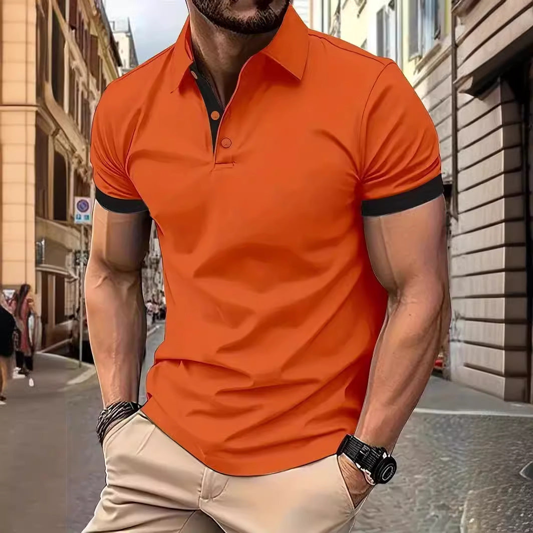 Herren Kurzarm-Poloshirt aus Baumwollmix – Uni-Farben mit Seitenschlitz