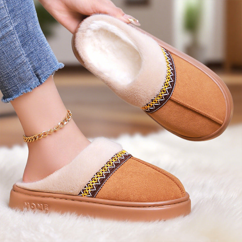 Damen-Baumwollschuhe, fleecegefüttert, dicke Baumwollpantoffeln in Übergrößen