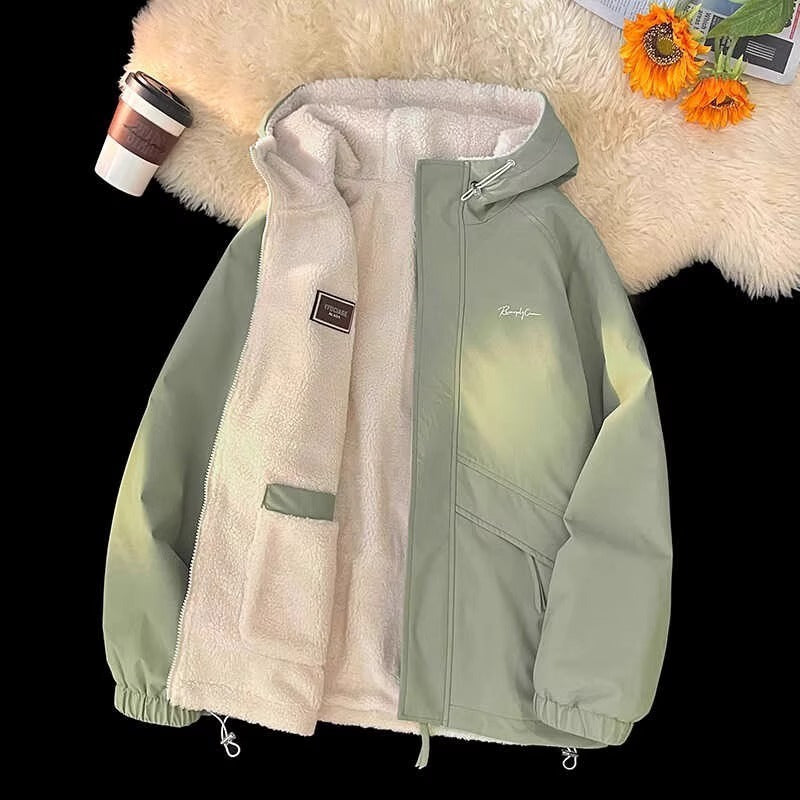 Herren Wintermantel aus Baumwolle, locker geschnitten, wendbar