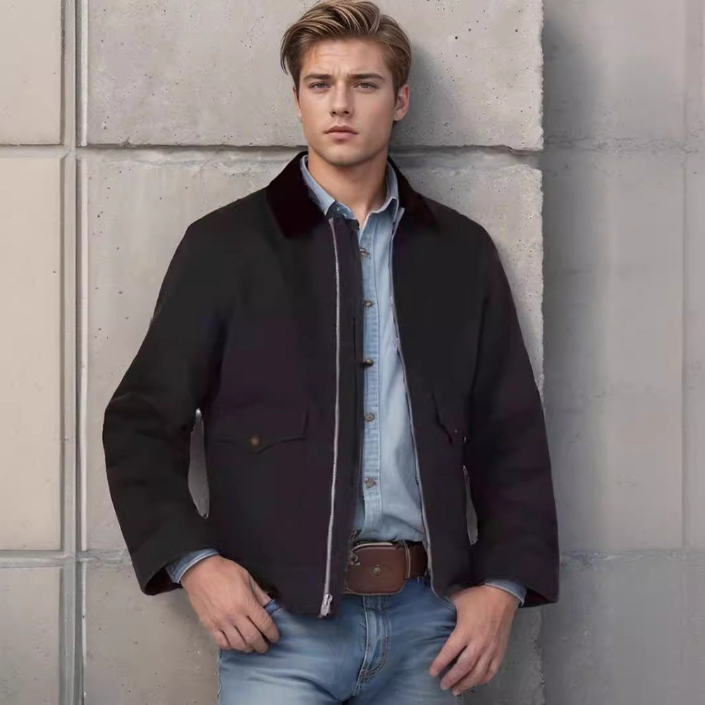 Lässige Herren-Baumwoll-Canvas-Jacke für Frühling und Herbst