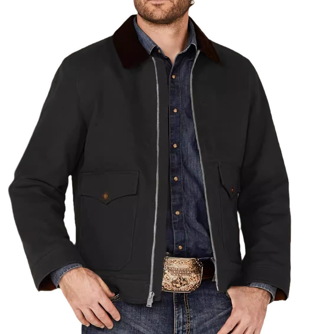 Lässige Herren-Baumwoll-Canvas-Jacke für Frühling und Herbst