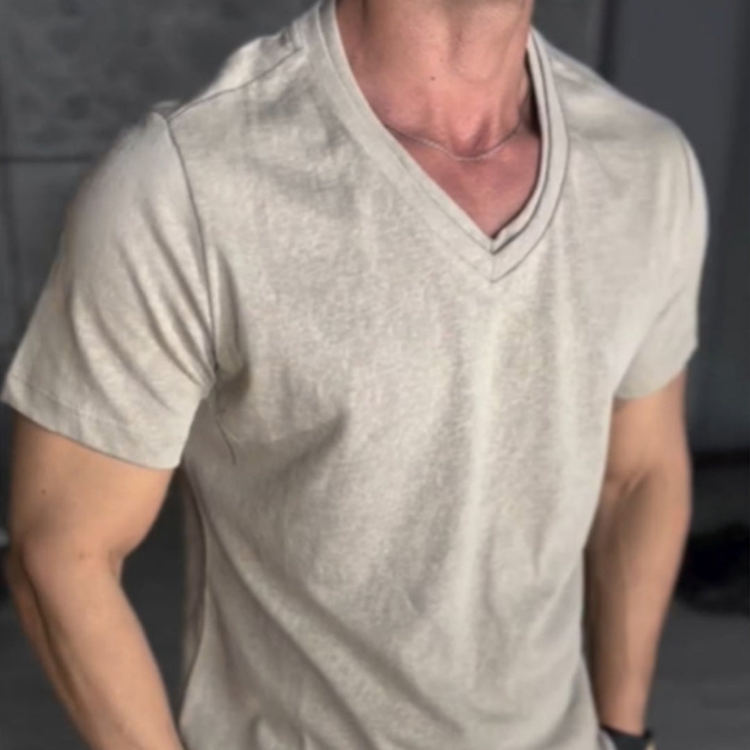 Schlank geschnittenes Basic-T-Shirt aus Baumwolle