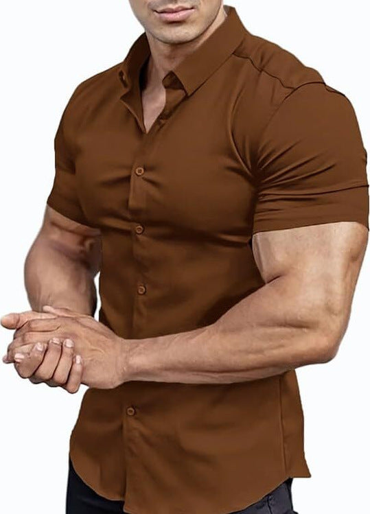Herren Kurzarm-Cardigan aus Polyester – Leichtes Freizeitshirt in vielen Farben