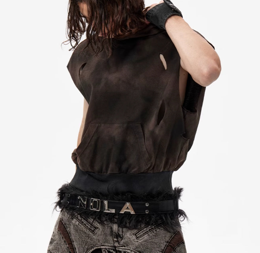 Waste- und Bodenschutzweste mit kurzer Kapuze