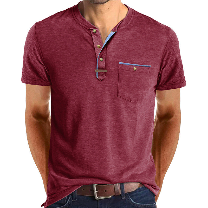 Herren Kurzarmshirt im Henley-Stil