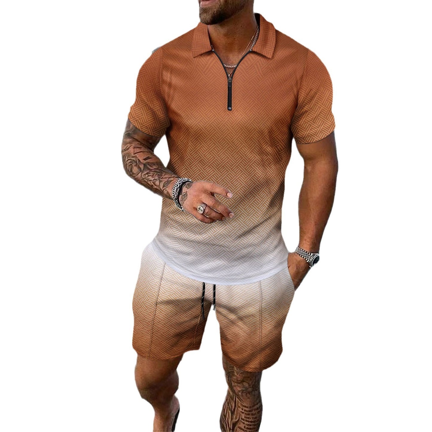 Herren Sommer-Set – Zipper-Polo & Shorts