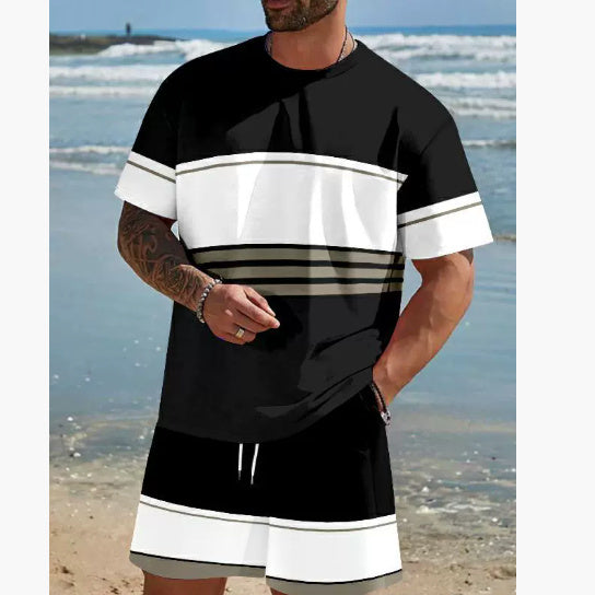 Locker geschnittenes Sommer-Freizeitset aus Polyester – T-Shirt & Shorts