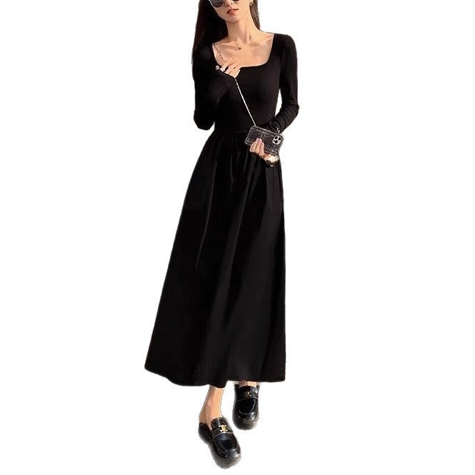 Langärmeliges Maxikleid mit Gummizug-Taille aus Polyester, One Size