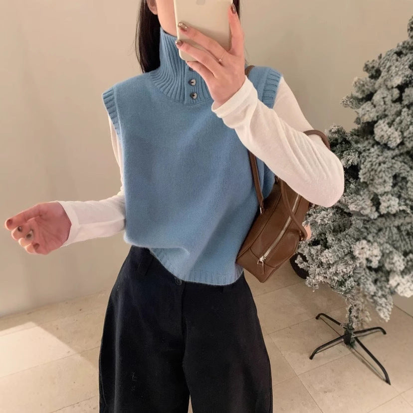 Vielseitige, ärmellose Strickweste aus kunstvollem Netzgewebe