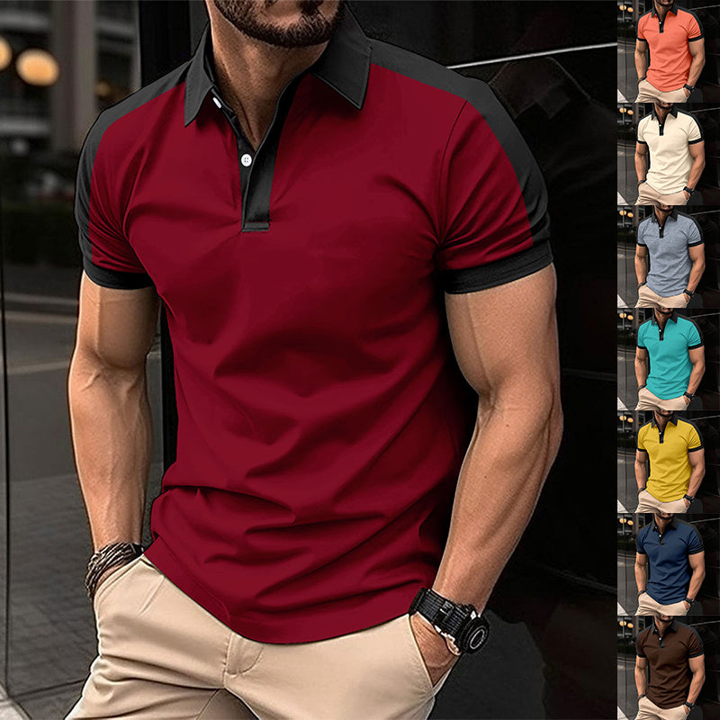 Herren Kurzarm-Poloshirt aus Baumwollmix – Uni-Farben mit Seitenschlitz