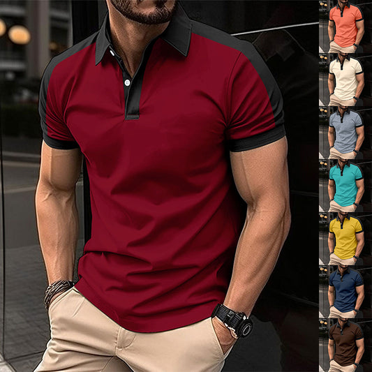 Herren Kurzarm-Poloshirt aus Baumwollmix – Uni-Farben mit Seitenschlitz