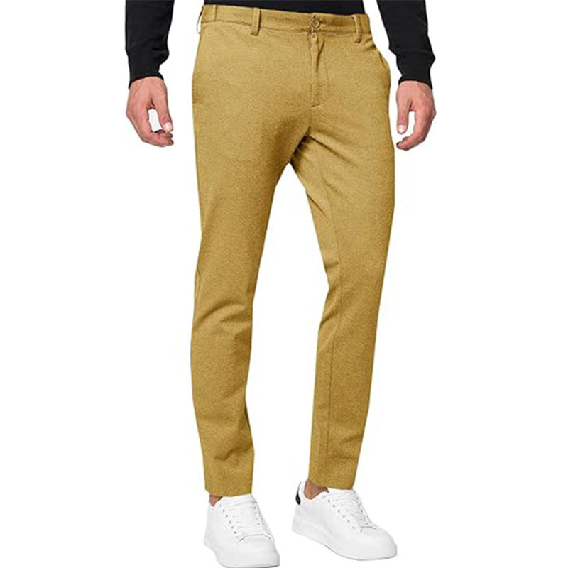 Herren Chino Slim-Fit, einfarbig, Stretch, Falten, schmal zulaufende Freizeithose