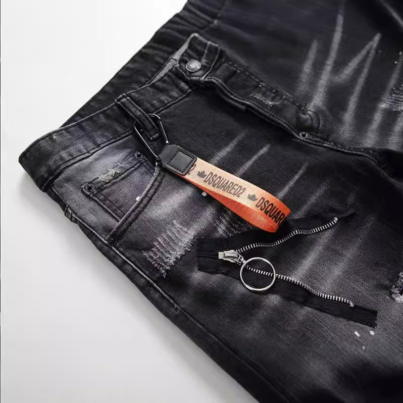 Klassische Herren-Jeans in Schwarz & Grau mit geradem Bein
