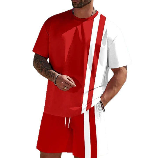 Locker geschnittenes Sommer-Freizeitset aus Polyester – T-Shirt & Shorts