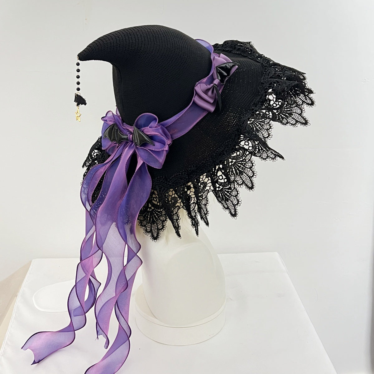 Handgefertigter dunkler Teufel Gothic Lolita Spitzenhexenhut