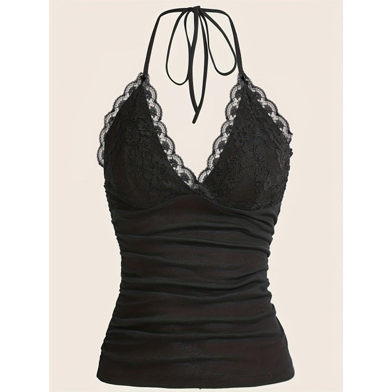 Camisole mit Spitze und Faltenoptik – Damenmode