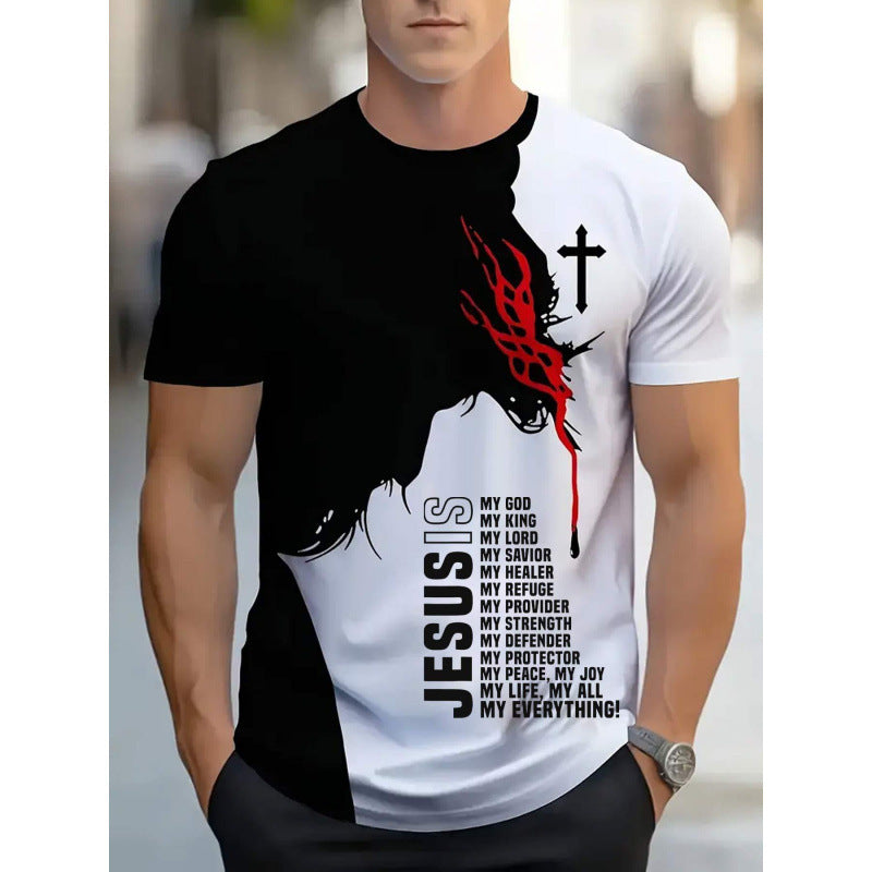 Herren Kurzarm-T-Shirt Business Casual Serie Digitaler 3D-Druck