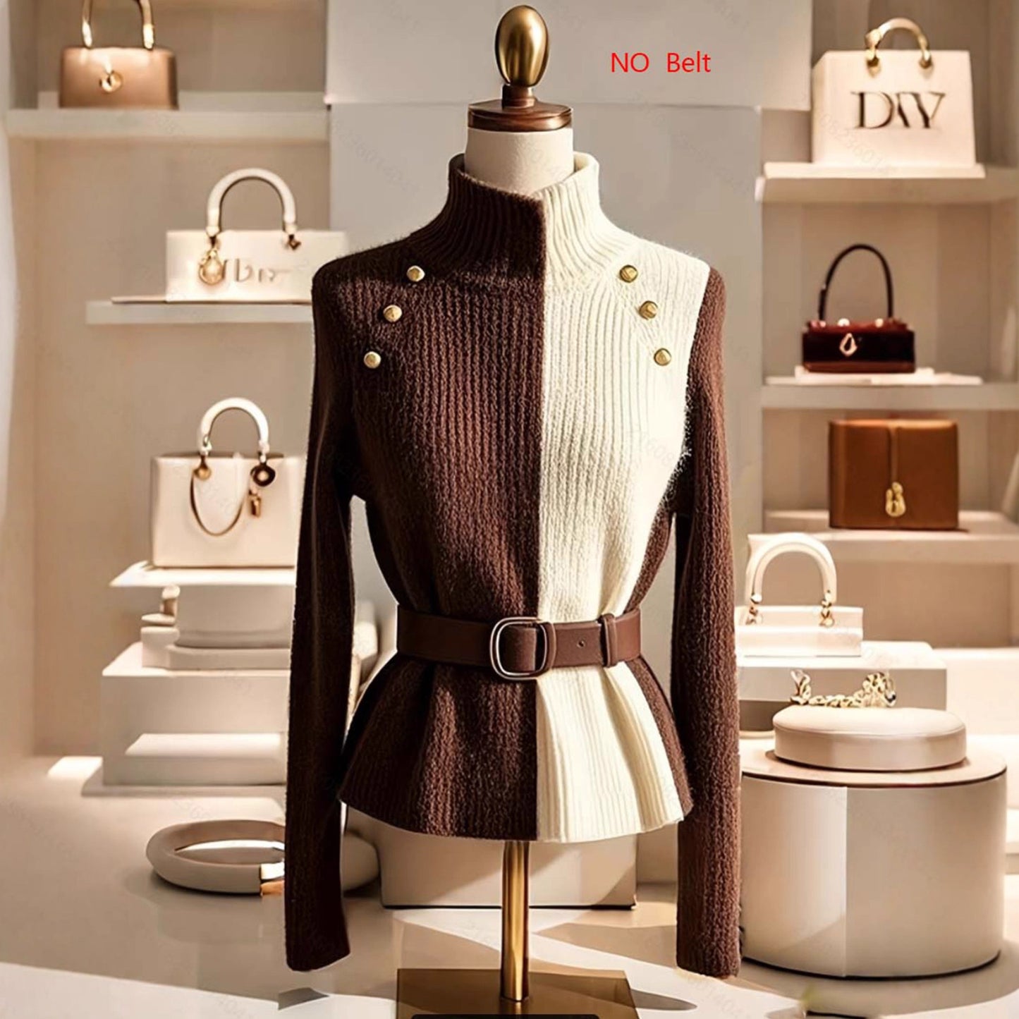 Damen-Strickpullover in Coffee – Klassischer Pullover, S–XL