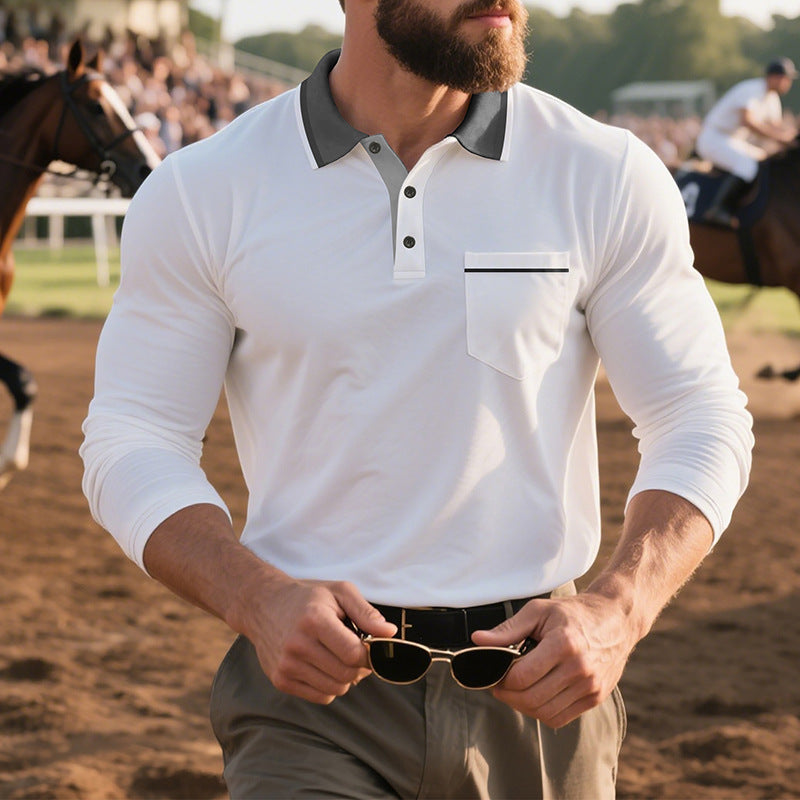 Locker geschnittenes Langarm-Shirt aus Polyester – Unifarbenes Freizeitoberteil