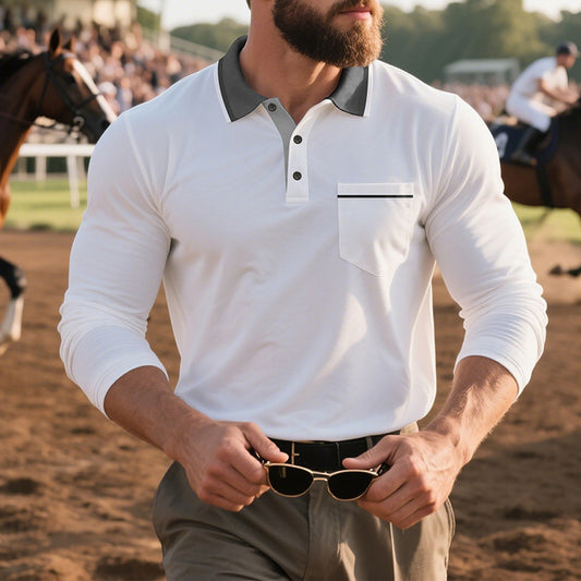 Locker geschnittenes Langarm-Shirt aus Polyester – Unifarbenes Freizeitoberteil