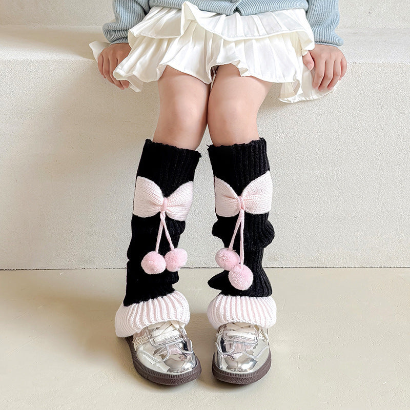 Lolita Bow Niedliche Stricksocken aus Wolle