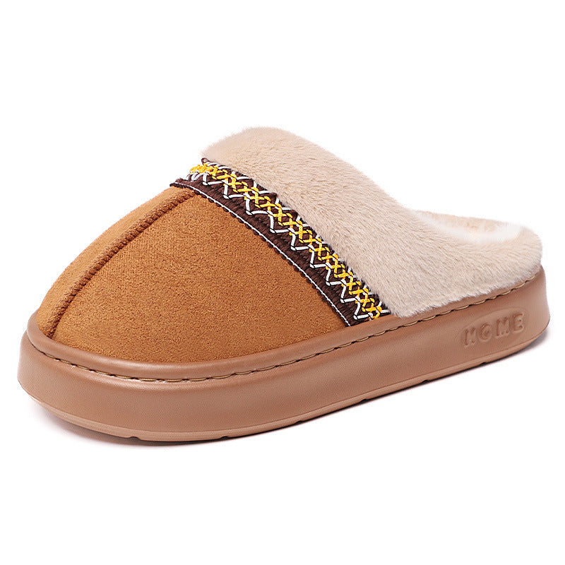 Damen-Baumwollschuhe, fleecegefüttert, dicke Baumwollpantoffeln in Übergrößen