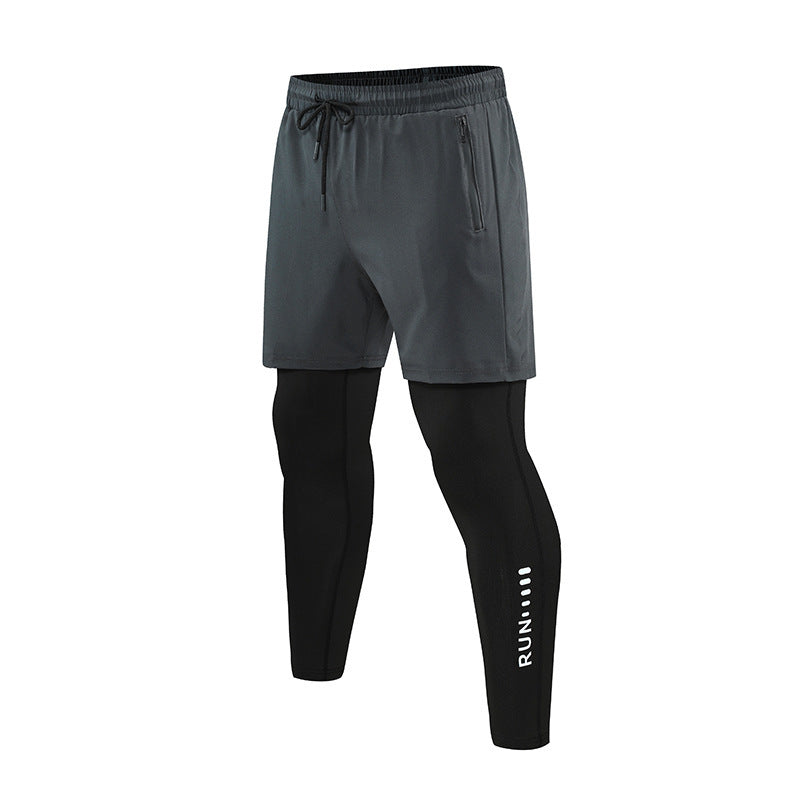 Herren Kompressions-Sportleggings mit Polster – Schwarz/Grau (S–3XL)