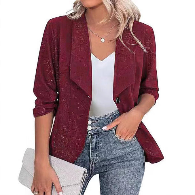 Eng anliegender und figurbetonter Cardigan, elegante Anzugjacke