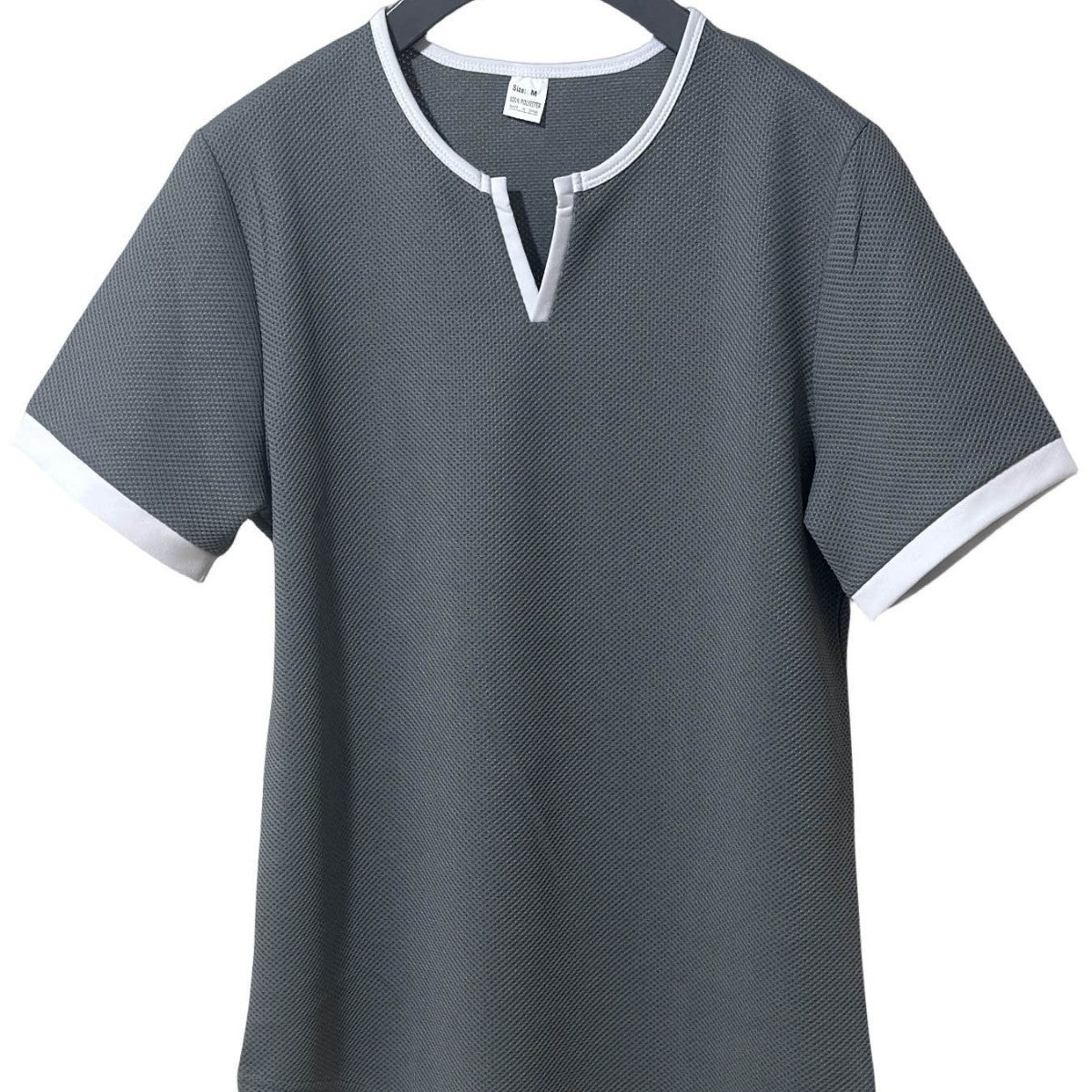 Farbblock-T-Shirt mit V-Ausschnitt für Outdoor-Sportarten und Waffelstruktur