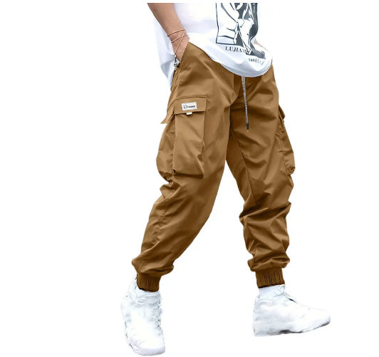 Cargohose mit mehreren Taschen, Herren-Freizeithose mit Kordelzug im Hip-Hop-Stil, Outdoor-Streetwear-Sporthose