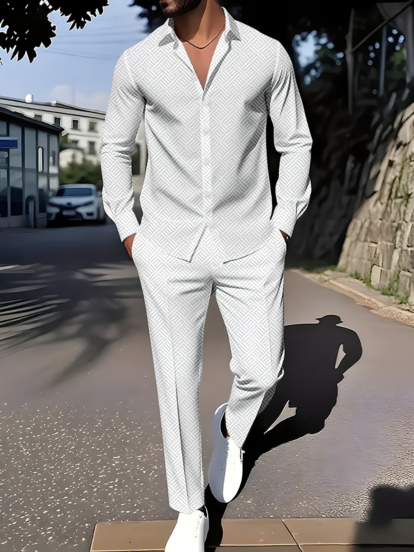 Herren Zweiteiler – Leichter Casual-Anzug mit feinem Karomuster