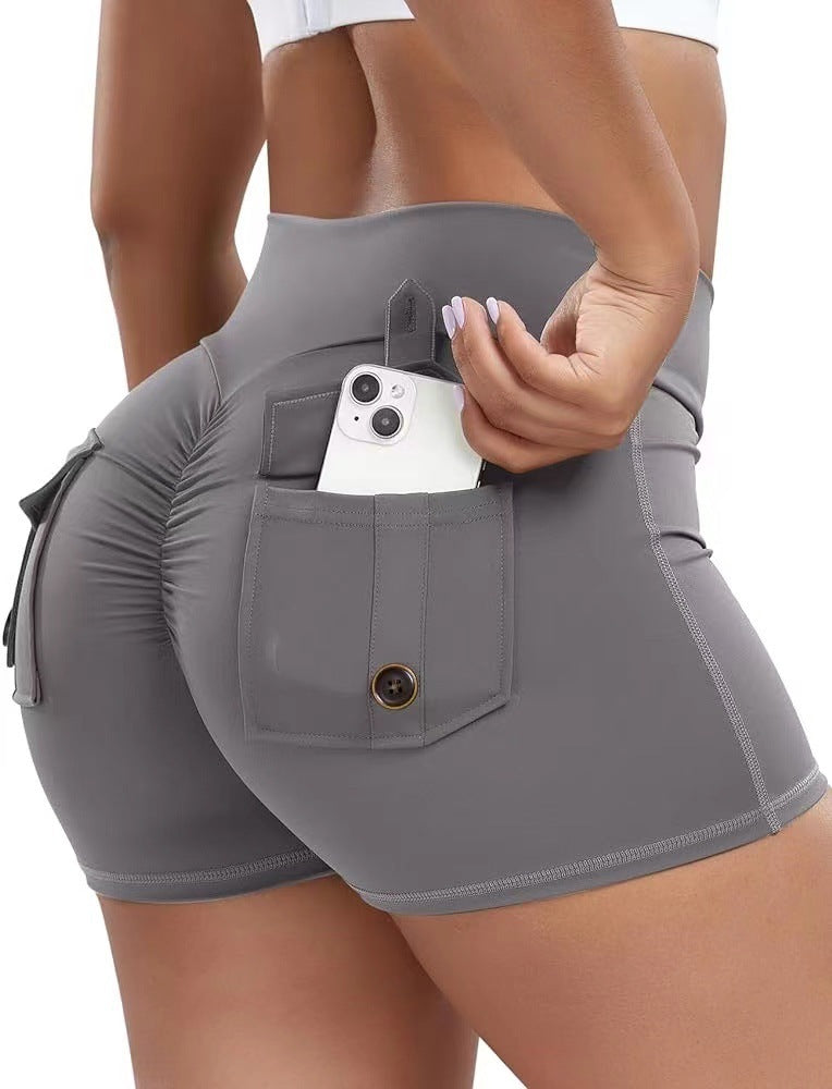 Damen-Trainingsshorts, pfirsichfarben, eng anliegend, Arbeitskleidung