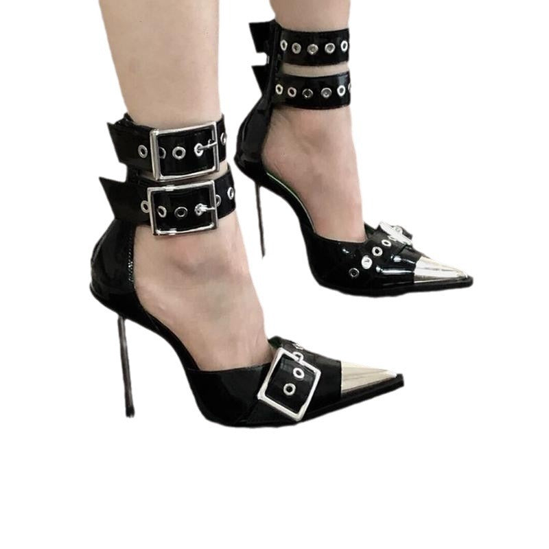 Damen High Heels mit spitzer Zehenpartie & Schnallenriemen, Größen 35–40