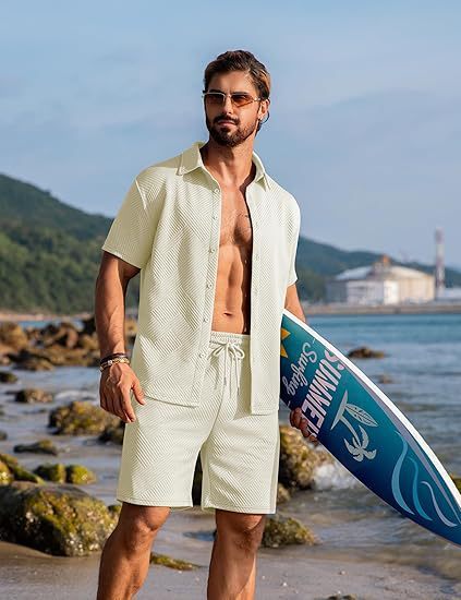 Herren Strick-Sommer-Set – Kurzarmhemd & Shorts