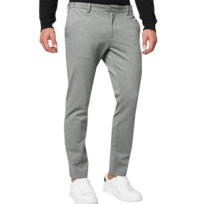 Herren Chino Slim-Fit, einfarbig, Stretch, Falten, schmal zulaufende Freizeithose