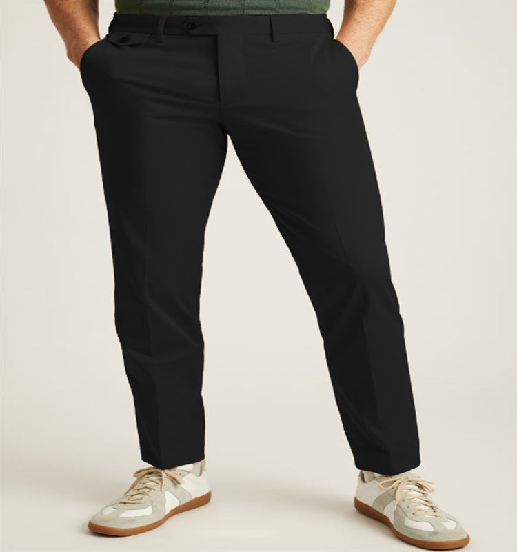 Herren-Anzughose, einfarbig, mit Knöpfen