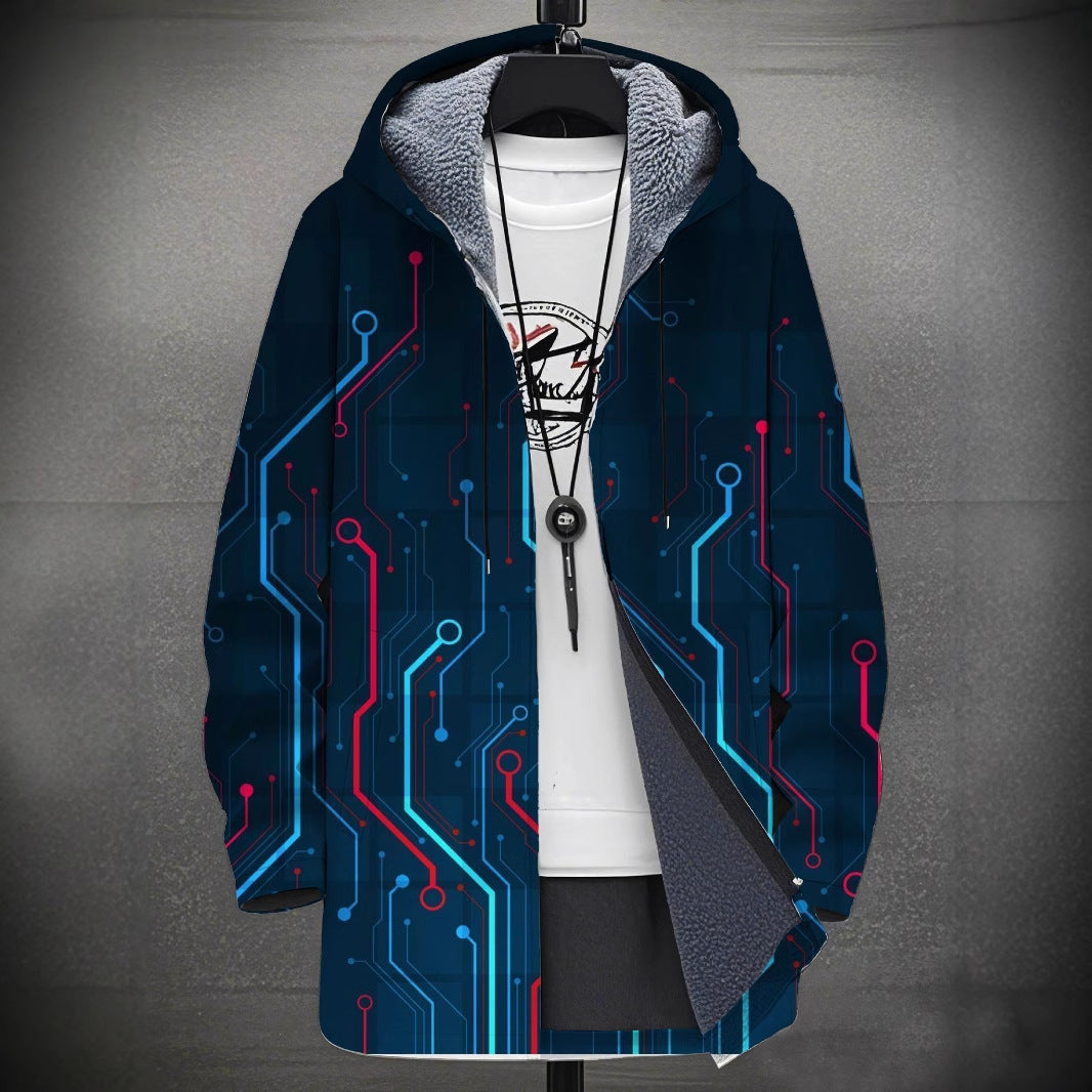 Herren-Freizeitjacke mit Digitaldruck und Samt
