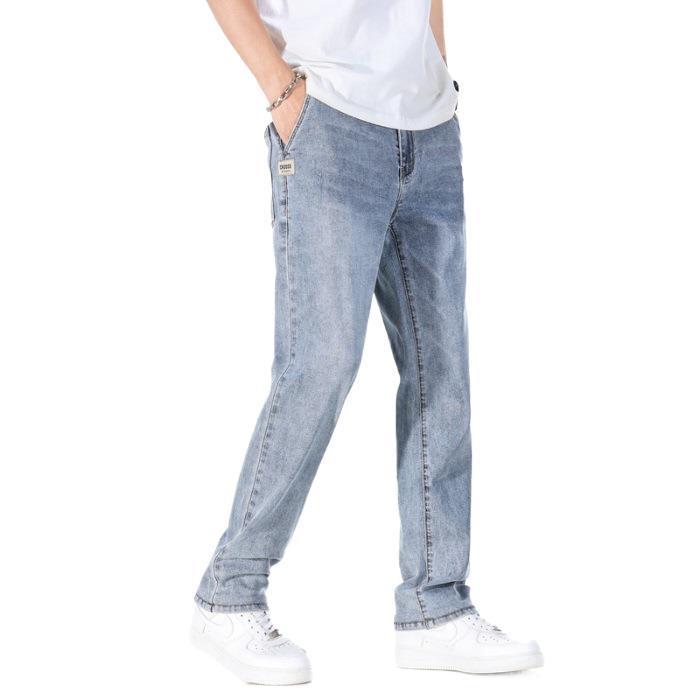 Leichte Herren-Jeans in Hellblau & Hellgrau mit geradem Bein