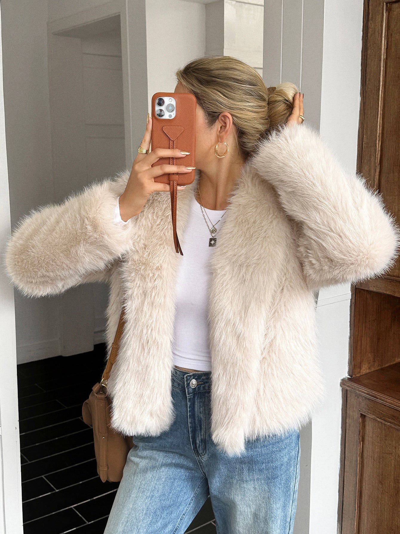 Plüsch-Felljacke für Damen – Langer Ärmel & Superweich