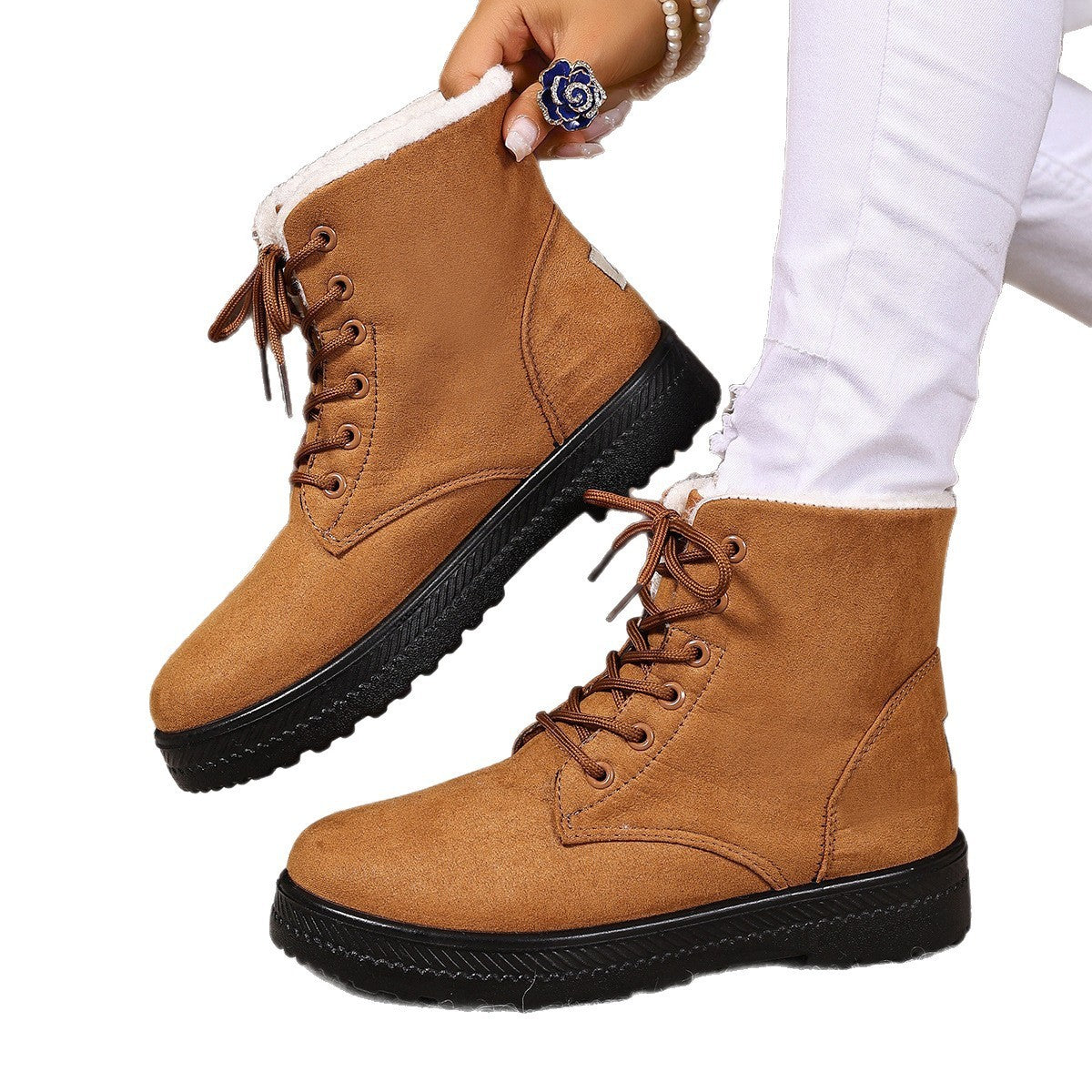 Stylische Damen Schneestiefel – Wasserdicht, High-Top, mit warmer Baumwollfüllung