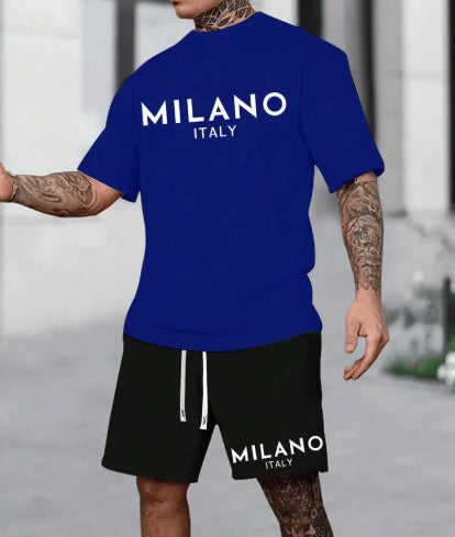 Anzug im europäischen und amerikanischen Stil mit Rundhalsausschnitt und kurzen Ärmeln