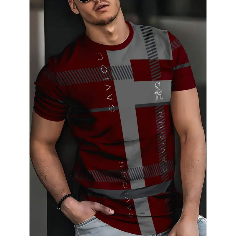 Herren Kurzarm-T-Shirt Business Casual Serie Digitaler 3D-Druck