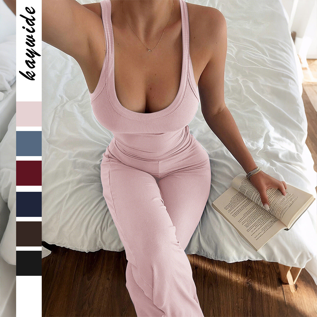 Damen Zweiteiler aus Spandex – ärmelloses Tanktop mit langer Hose, S–XL