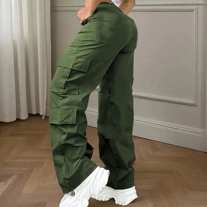 Locker geschnittene dunkelgrüne Casual-Hose im Overalls-Stil, S–XXL
